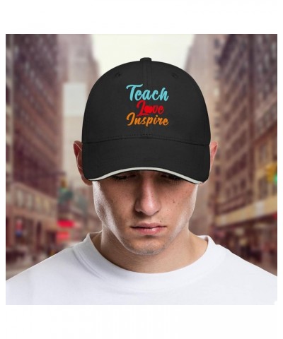 Baseball Hats Teach Love Inspire Trucker Hats for Teen Cool Denim Snapbacks for Gifts Black $12.59 Baseball Caps