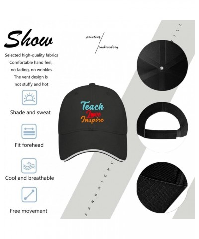 Baseball Hats Teach Love Inspire Trucker Hats for Teen Cool Denim Snapbacks for Gifts Black $12.59 Baseball Caps