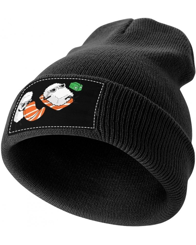 Sushi Sunbathing Knit Hat Warm Beanie Cap Cuffed Soft Skull Cap Winter Hats for Men and Women Black-style $10.75 Skullies & B...