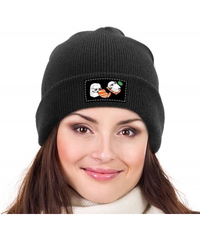 Sushi Sunbathing Knit Hat Warm Beanie Cap Cuffed Soft Skull Cap Winter Hats for Men and Women Black-style $10.75 Skullies & B...