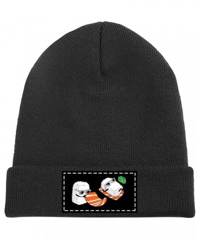 Sushi Sunbathing Knit Hat Warm Beanie Cap Cuffed Soft Skull Cap Winter Hats for Men and Women Black-style $10.75 Skullies & B...