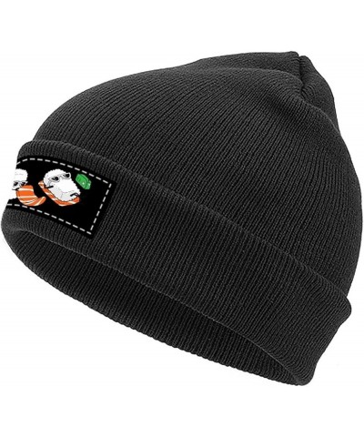 Sushi Sunbathing Knit Hat Warm Beanie Cap Cuffed Soft Skull Cap Winter Hats for Men and Women Black-style $10.75 Skullies & B...