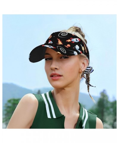 Trees and Animals Ladies Visor Hat Golf Visor Sport Sun Visor Hats for Women and Men Space Rocket $10.49 Visors