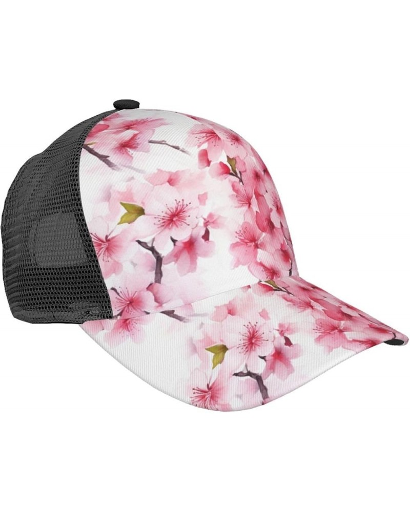 Christmas Trees Printed Baseball Cap - Breathable Mesh Adjustable Snap Back Closure Cherry Blossom(1) $11.87 Baseball Caps