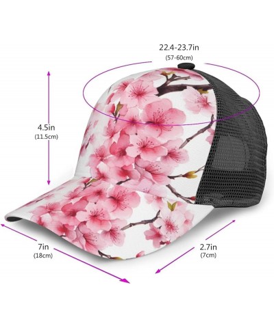 Christmas Trees Printed Baseball Cap - Breathable Mesh Adjustable Snap Back Closure Cherry Blossom(1) $11.87 Baseball Caps