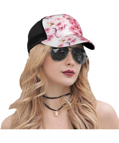 Christmas Trees Printed Baseball Cap - Breathable Mesh Adjustable Snap Back Closure Cherry Blossom(1) $11.87 Baseball Caps