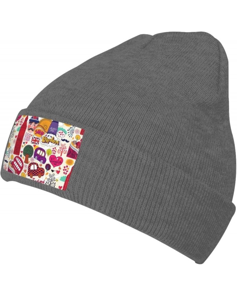 School Newspaper in English Print Slouchy Beanie for Men Women Hip-Hop Soft Lightweight Running Beanie Adult Hats Deep Heathe...