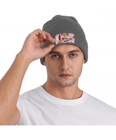 School Newspaper in English Print Slouchy Beanie for Men Women Hip-Hop Soft Lightweight Running Beanie Adult Hats Deep Heathe...