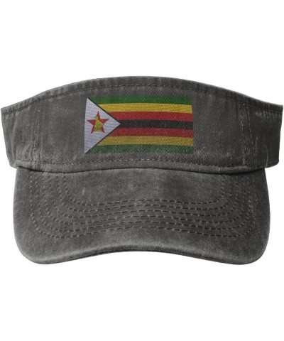 Flag of Zimbabwe Knitting Effect Sun Visor Hats for Women Men Adjustable Cotton Sun Hat Golf Cap Deep Heather $12.66 Visors