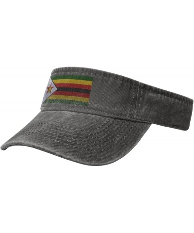 Flag of Zimbabwe Knitting Effect Sun Visor Hats for Women Men Adjustable Cotton Sun Hat Golf Cap Deep Heather $12.66 Visors