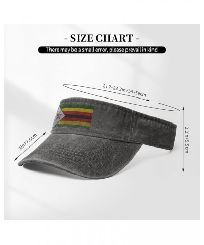 Flag of Zimbabwe Knitting Effect Sun Visor Hats for Women Men Adjustable Cotton Sun Hat Golf Cap Deep Heather $12.66 Visors