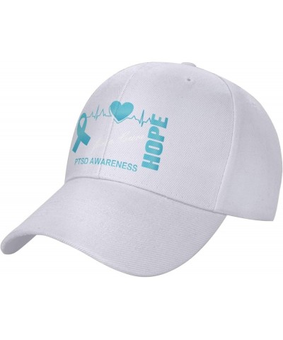 Hope for A Cure PTSD Awareness Flag-Baseball Caps Denim Hats Cowboy Knit hat Fisherman's hat White $16.47 Baseball Caps