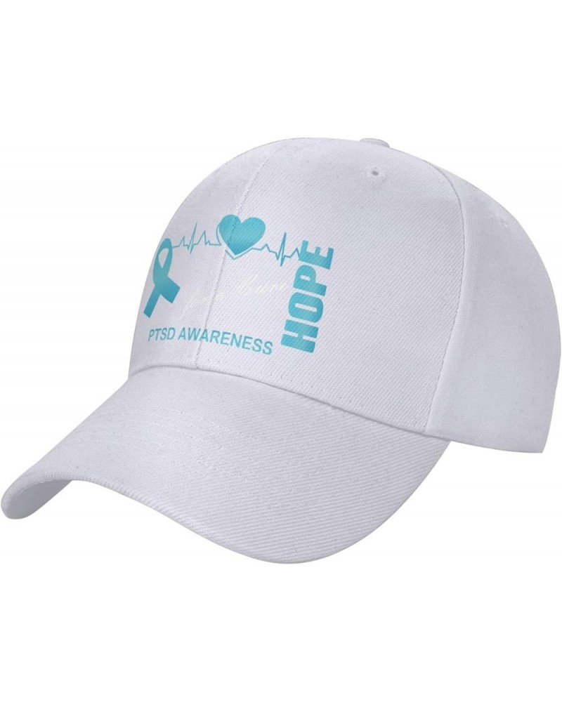 Hope for A Cure PTSD Awareness Flag-Baseball Caps Denim Hats Cowboy Knit hat Fisherman's hat White $16.47 Baseball Caps