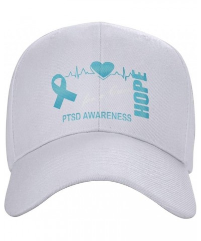 Hope for A Cure PTSD Awareness Flag-Baseball Caps Denim Hats Cowboy Knit hat Fisherman's hat White $16.47 Baseball Caps