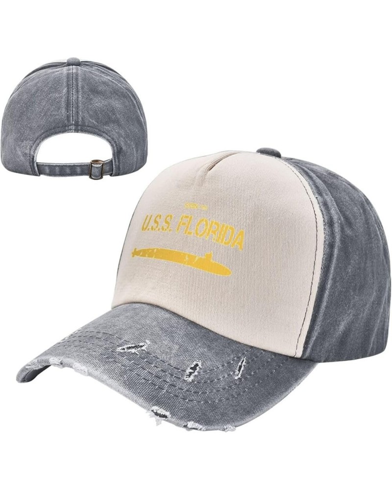 Ssbn 728 USS Florida Unisex Vintage Cowboy Hat Baseball Cap Retro Sun Visor Outdoor Hat Gray $15.43 Cowboy Hats