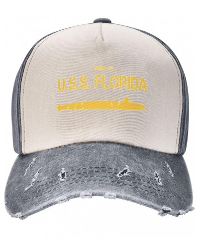 Ssbn 728 USS Florida Unisex Vintage Cowboy Hat Baseball Cap Retro Sun Visor Outdoor Hat Gray $15.43 Cowboy Hats