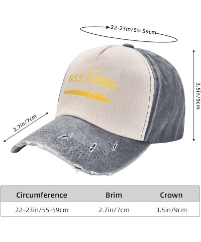 Ssbn 728 USS Florida Unisex Vintage Cowboy Hat Baseball Cap Retro Sun Visor Outdoor Hat Gray $15.43 Cowboy Hats