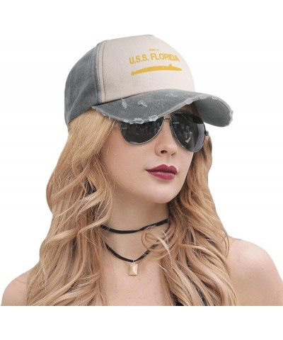 Ssbn 728 USS Florida Unisex Vintage Cowboy Hat Baseball Cap Retro Sun Visor Outdoor Hat Gray $15.43 Cowboy Hats