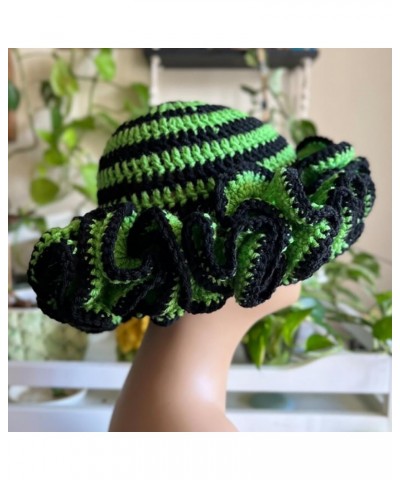 Handmade Crochet Bucket Hat for Woman Teen Outdoor Commute Fisherman Hat Ruffled Brim Winter Windproof Carnival Hat Ginger Ye...