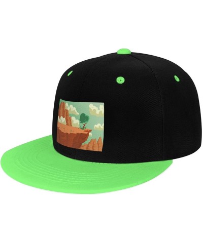 Scenic View of a Cliff in The Desert Snapback Hat for Men Women Baseball Cap Trucker Flat Bill Hats Dad Caps Green $13.33 Bas...