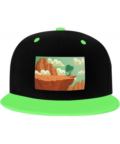 Scenic View of a Cliff in The Desert Snapback Hat for Men Women Baseball Cap Trucker Flat Bill Hats Dad Caps Green $13.33 Bas...