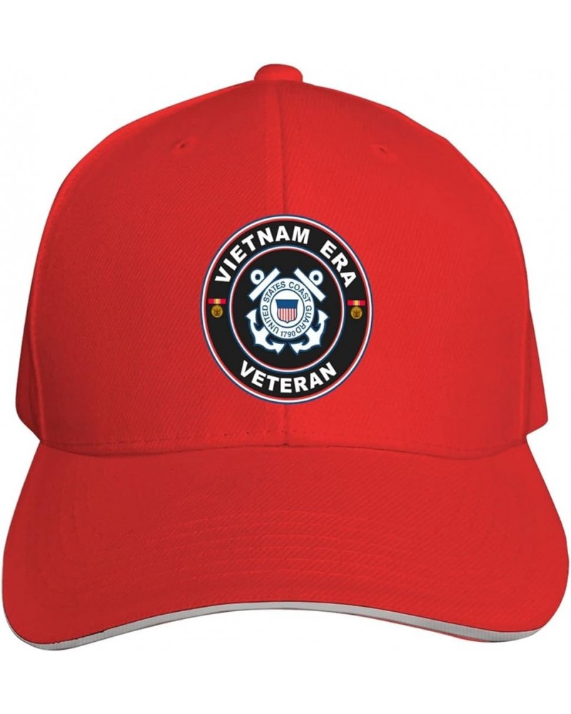 Us Coast Guard Vietnam Era Veteran Unisex Baseball Cap Sandwich Cap Plain Dad Cap Adjustable Cap Black Red $14.40 Baseball Caps