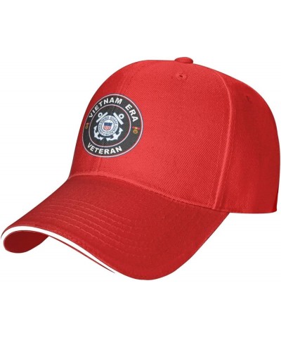 Us Coast Guard Vietnam Era Veteran Unisex Baseball Cap Sandwich Cap Plain Dad Cap Adjustable Cap Black Red $14.40 Baseball Caps