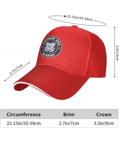 Us Coast Guard Vietnam Era Veteran Unisex Baseball Cap Sandwich Cap Plain Dad Cap Adjustable Cap Black Red $14.40 Baseball Caps