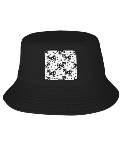 Black Cat Seamless Pattern Bucket Hat for Men Women Boonie Hat Outdoor Summer Vacation Beach Travel Fishing Cap $13.76 Bucket...