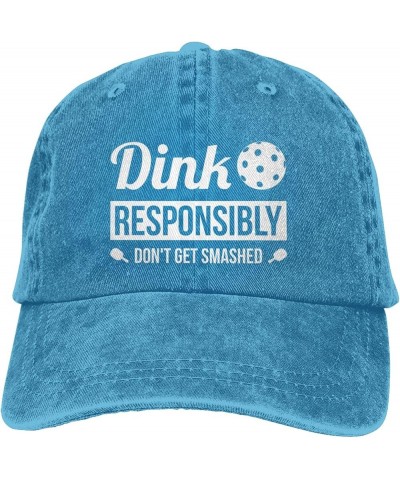 Dink Responsibly Don't Get Smashed Hat Funny Washed Cotton Cowboy Baseball Cap Vintage Trucker Hat Men Women Blue $11.79 Base...