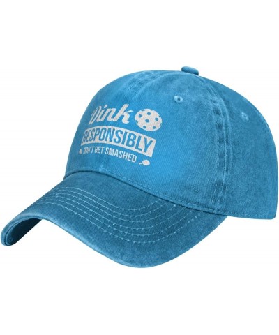 Dink Responsibly Don't Get Smashed Hat Funny Washed Cotton Cowboy Baseball Cap Vintage Trucker Hat Men Women Blue $11.79 Base...