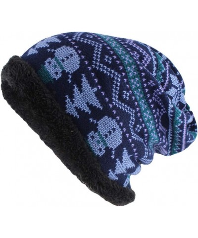 Fashion Adult Women Winter Warm Hat Casual Skullies Beanies Geometric Cotton Blends Knit Cap Blue $13.74 Skullies & Beanies