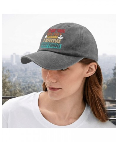 to Save Time Let's Just Assume I Know Everything Hat Funny Hats for Womens Mens Pigment Black Outdoor Pigment Gray $9.65 Cowb...