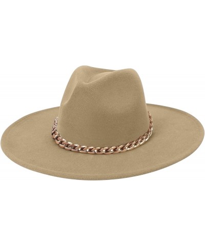 Women's Classic Wide Brim Fedora Hat Vintage Cap Fall Wide Brim Panama Hat Fedora Hats for Women Khaki $7.64 Fedoras