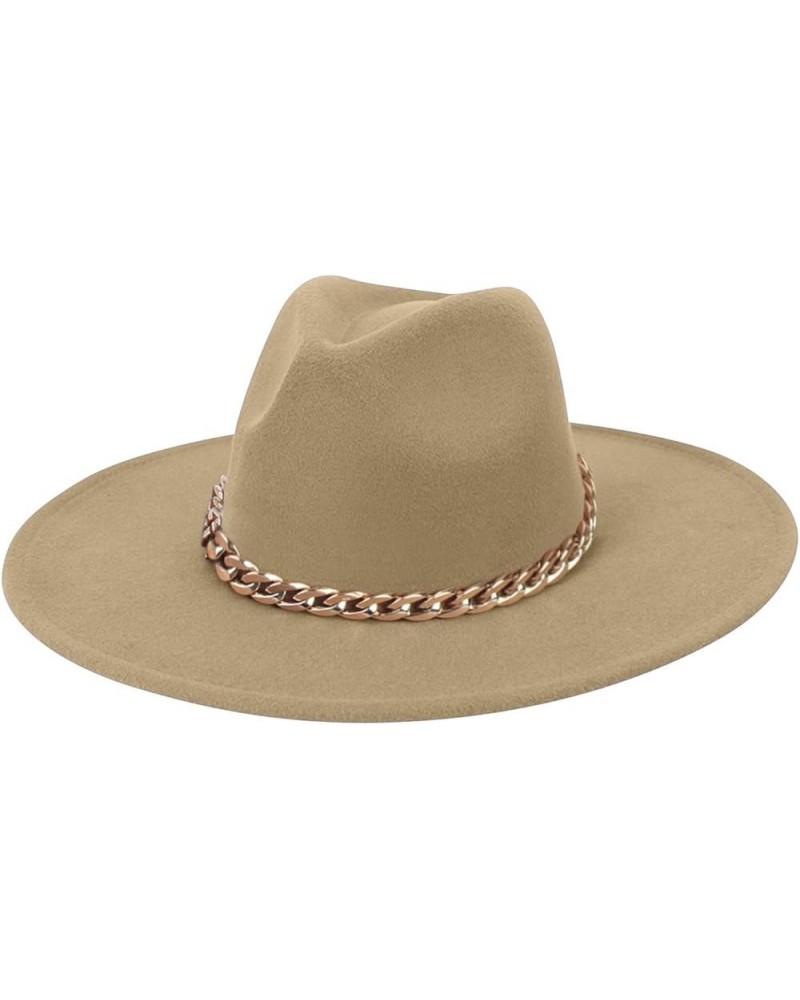 Women's Classic Wide Brim Fedora Hat Vintage Cap Fall Wide Brim Panama Hat Fedora Hats for Women Khaki $7.64 Fedoras