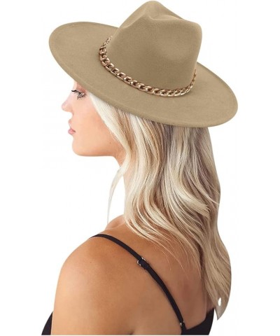 Women's Classic Wide Brim Fedora Hat Vintage Cap Fall Wide Brim Panama Hat Fedora Hats for Women Khaki $7.64 Fedoras