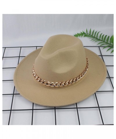 Women's Classic Wide Brim Fedora Hat Vintage Cap Fall Wide Brim Panama Hat Fedora Hats for Women Khaki $7.64 Fedoras