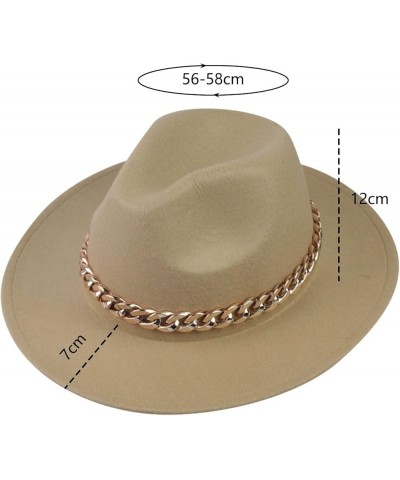 Women's Classic Wide Brim Fedora Hat Vintage Cap Fall Wide Brim Panama Hat Fedora Hats for Women Khaki $7.64 Fedoras