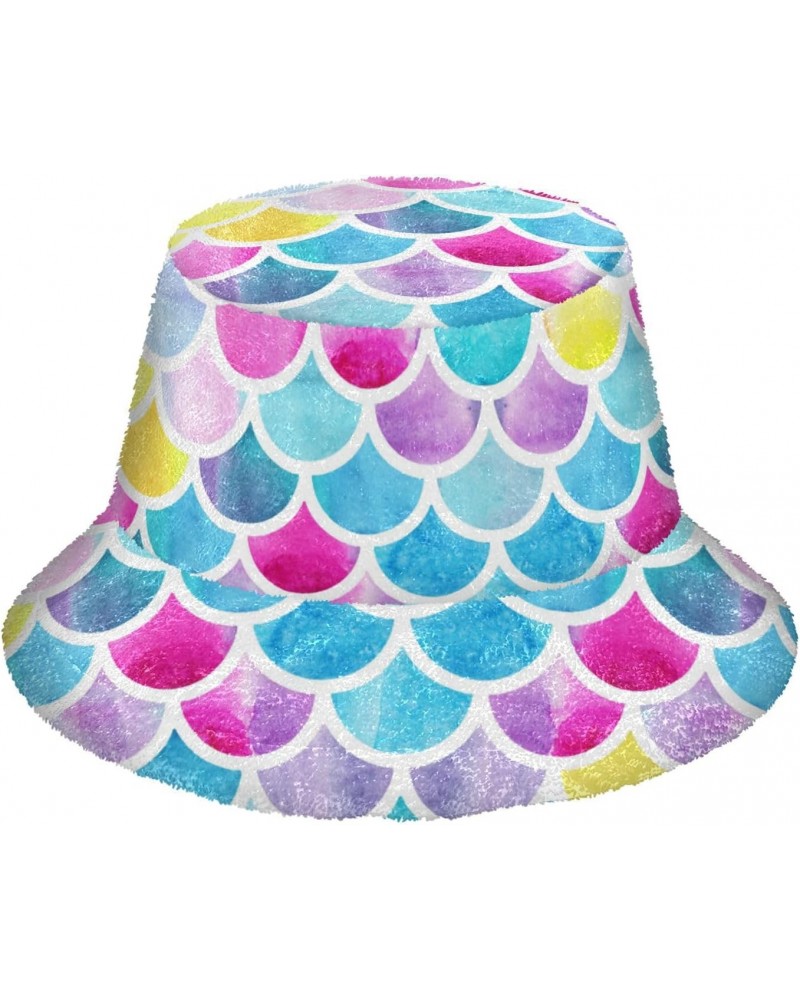 Mermaid Scales Bucket Hat for Women Men Packable Bucket Hat Unisex Fishing Cap for Fall Winter Outdoor Travel Multicolor $9.8...