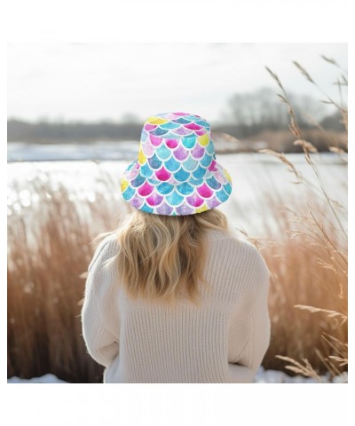 Mermaid Scales Bucket Hat for Women Men Packable Bucket Hat Unisex Fishing Cap for Fall Winter Outdoor Travel Multicolor $9.8...