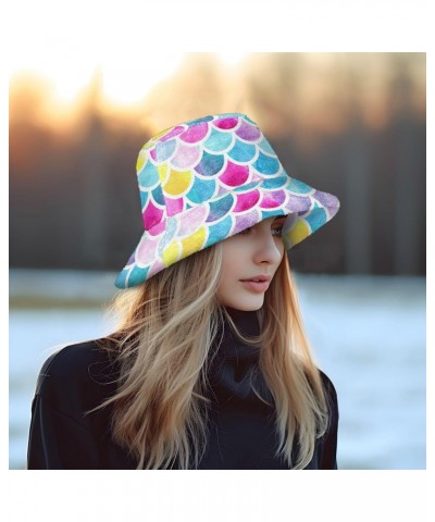 Mermaid Scales Bucket Hat for Women Men Packable Bucket Hat Unisex Fishing Cap for Fall Winter Outdoor Travel Multicolor $9.8...