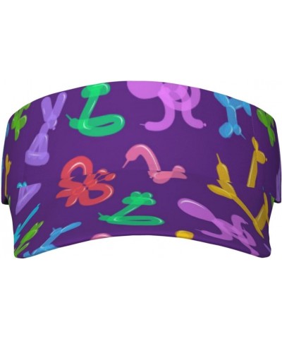 Sun Visor Hats Animal Balloon Pattern On Purple Athletic Hat Fitness Adjustable Sun Protection Visors for Women Men $10.37 Vi...