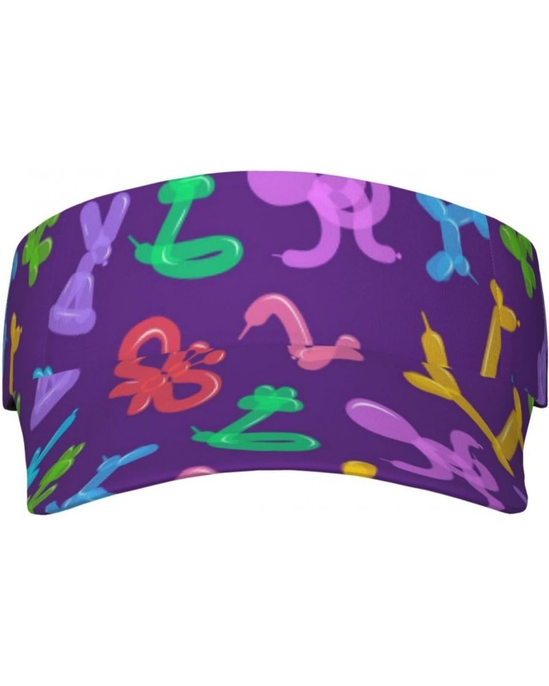 Sun Visor Hats Animal Balloon Pattern On Purple Athletic Hat Fitness Adjustable Sun Protection Visors for Women Men $10.37 Vi...