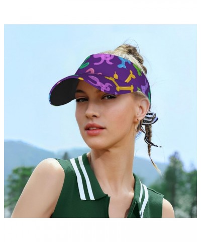 Sun Visor Hats Animal Balloon Pattern On Purple Athletic Hat Fitness Adjustable Sun Protection Visors for Women Men $10.37 Vi...