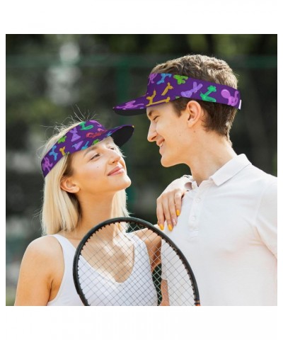 Sun Visor Hats Animal Balloon Pattern On Purple Athletic Hat Fitness Adjustable Sun Protection Visors for Women Men $10.37 Vi...