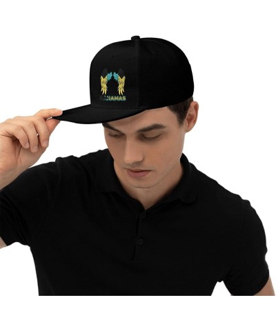 Snapback Baseball Cap Wings Bahamas Flag Classic Dad Trucker Flat Bill Brim Hat Black $11.33 Baseball Caps