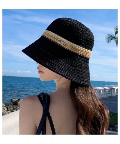 Womens Knitted Bucket Hats Fashion Crochet Sun Hat Wide Brim Summer Beach Cap UV Protection Foldable Outdoor Pink $9.03 Sun Hats