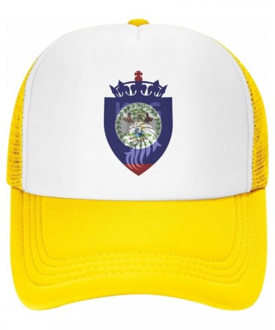 Crown Lion Belize Flag Mesh Baseball Cap Yellow $9.65 Baseball Caps