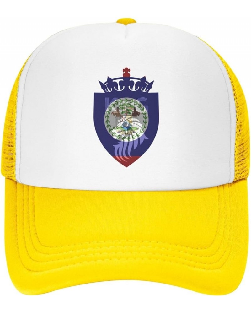 Crown Lion Belize Flag Mesh Baseball Cap Yellow $9.65 Baseball Caps