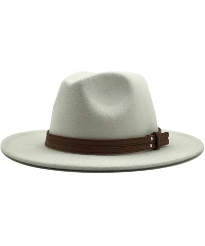 Unisex All Seasons Fedora Hat with Leather Ribbon and Wide Brim Jazz Church Hat Light Khaki $39.48 Fedoras